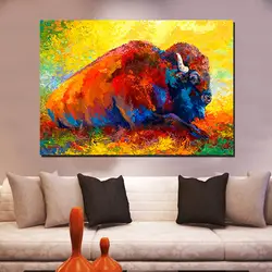 Большие размеры животного североамериканских цвет bull Книги по искусству ручной работы маслом на холсте для Гостиная домашнее украшение
