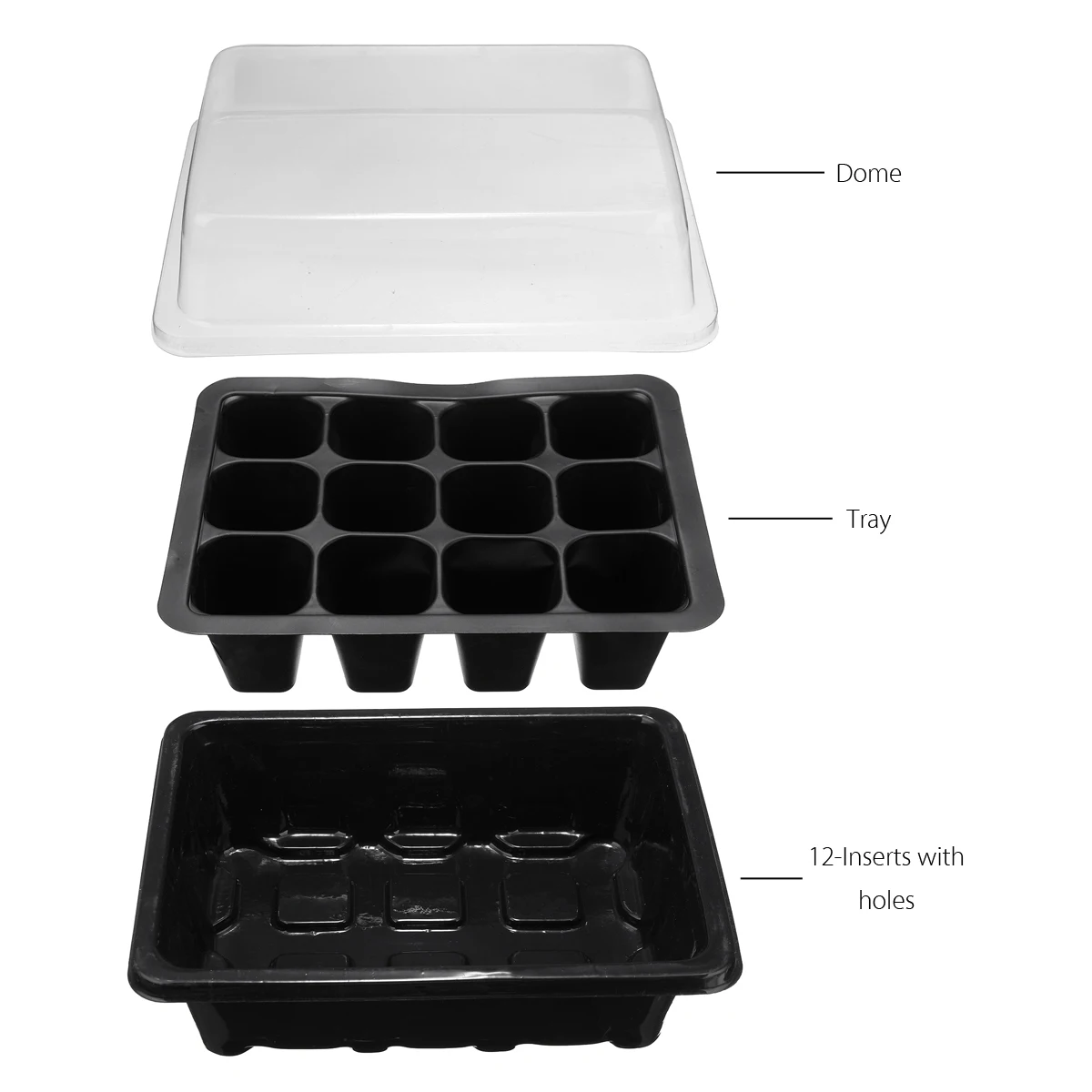 Практичный черный 12 ячеек, коробка для размножения, набор лотков, клонирование семян растений, вставка, клон, коробка для выращивания, комплект