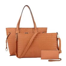 Nueva Promoción Caliente mujeres de estampado conjuntos Bolso de LA PU bolso de Cuero mujeres bolsa de mensajero bolsa de tela escocesa Europea 3 unids/set Saco compuesto bolsas