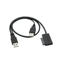Hot USB 2.0 to Mini Sata II 7+6 13Pin Adapter Converter Cable Screws steady style for Laptop CD/DVD ROM Slimline Drive 1 set usb 2 0 to mini sataii 7 6 pin adapter cable for laptop cd dvd rom optical drive high speed