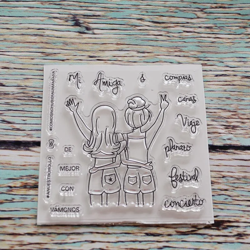 

Spanish best friend Transparent clear stamp for DIY Scrapbooking/Card Making/Kids Christmas Fun Decoration Supplies
