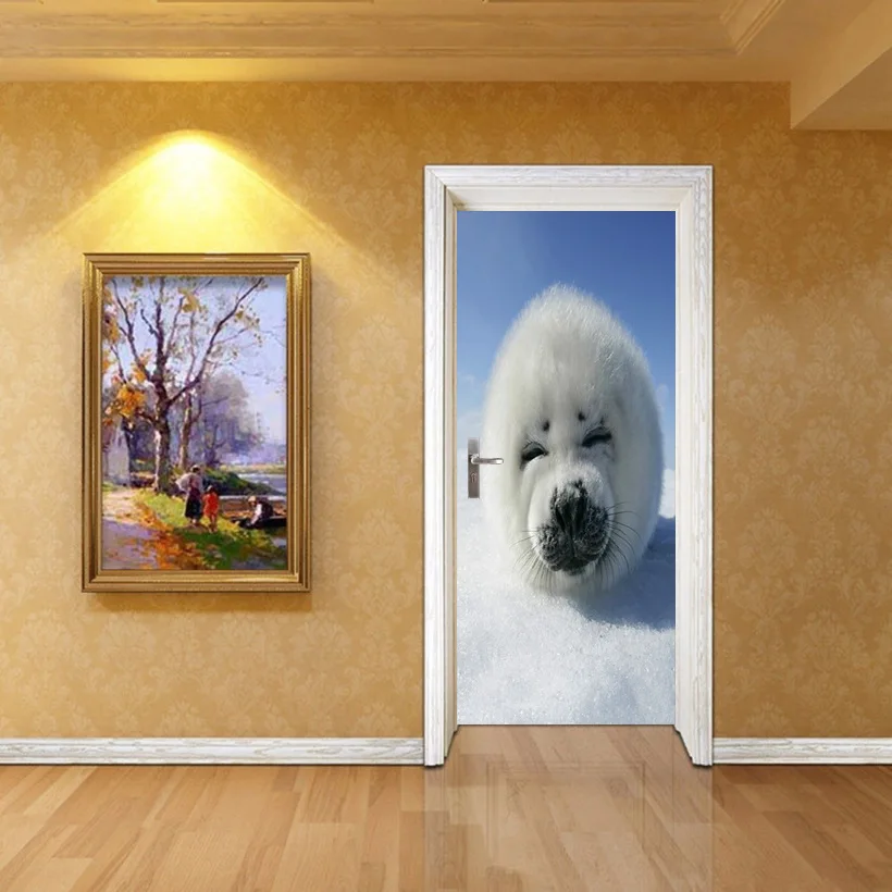 2 Panels Seal Art Picture Mural Wall Stickers Door Sticker Wallpaper