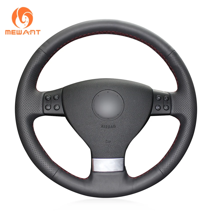MEWANT Black Artificial Leather Car Steering Wheel Cover for Volkswagen Golf 5 Mk5 VW Passat B6 Jetta 5 Mk5 Tiguan 2007-2011 MEWANT Black Artificial Leather Car Steering Wheel Cover for Volkswagen Golf 5 Mk5 VW Passat B6 Jetta 5 Mk5 Tiguan 2007-2011