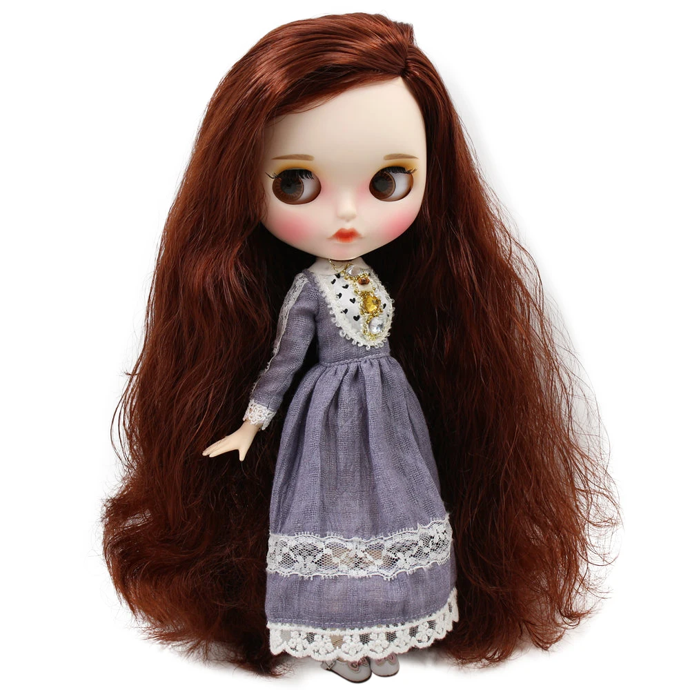 Кукла Blyth ICY DBS для No.BL9388 винно-красные волосы резные губы матовое лицо с бровями