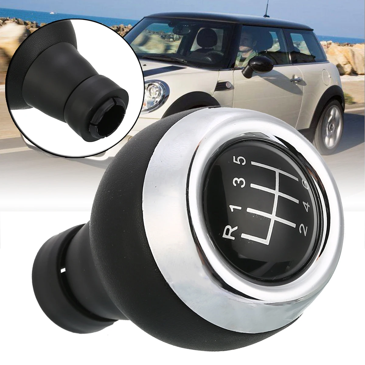 New Arrival 1pc 6 Speed Black Silver Gear Stick Shift Knob For Mini Cooper R55 R56 R57 R59 F55 F54