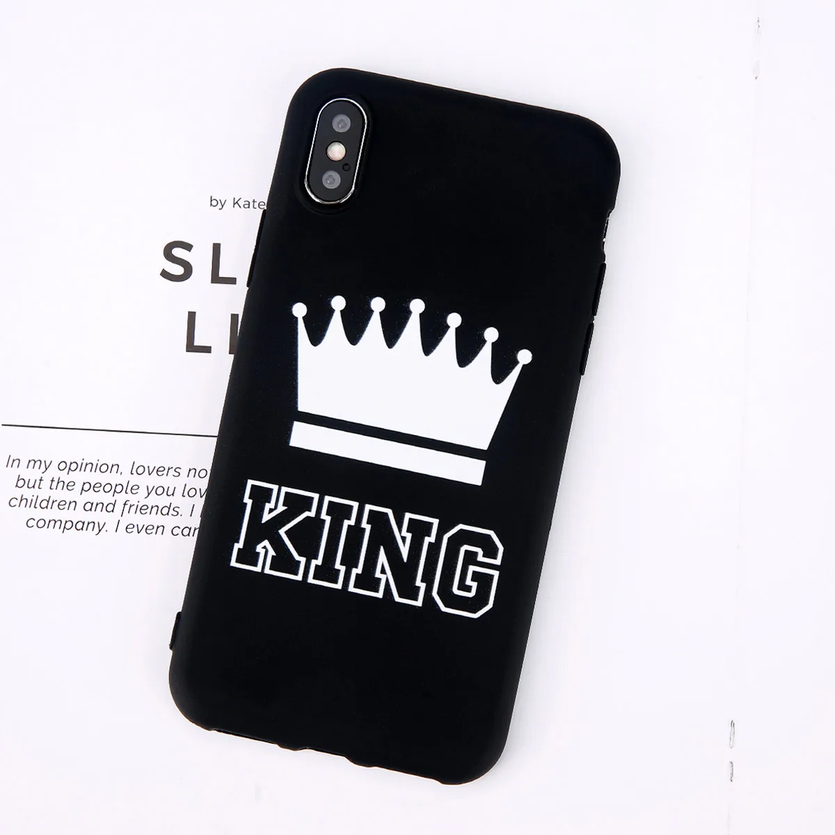 Black King Ottwn Crown Чехол для пар для iPhone 11 11 Pro Max 6 6s 7 8 Plus X XR XS Max 5 5S SE письмо Король Королева чехол для телефона мягкий ТПУ чехол - Цвет: Black King