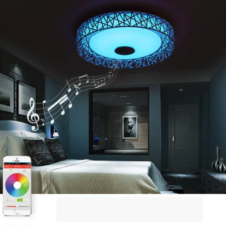 APP светодиодный потолочный светильник с bluetooth-динамиком 36 Вт вечерние музыкальные лампы для спальни музыкальный светильник с пультом дистанционного управления