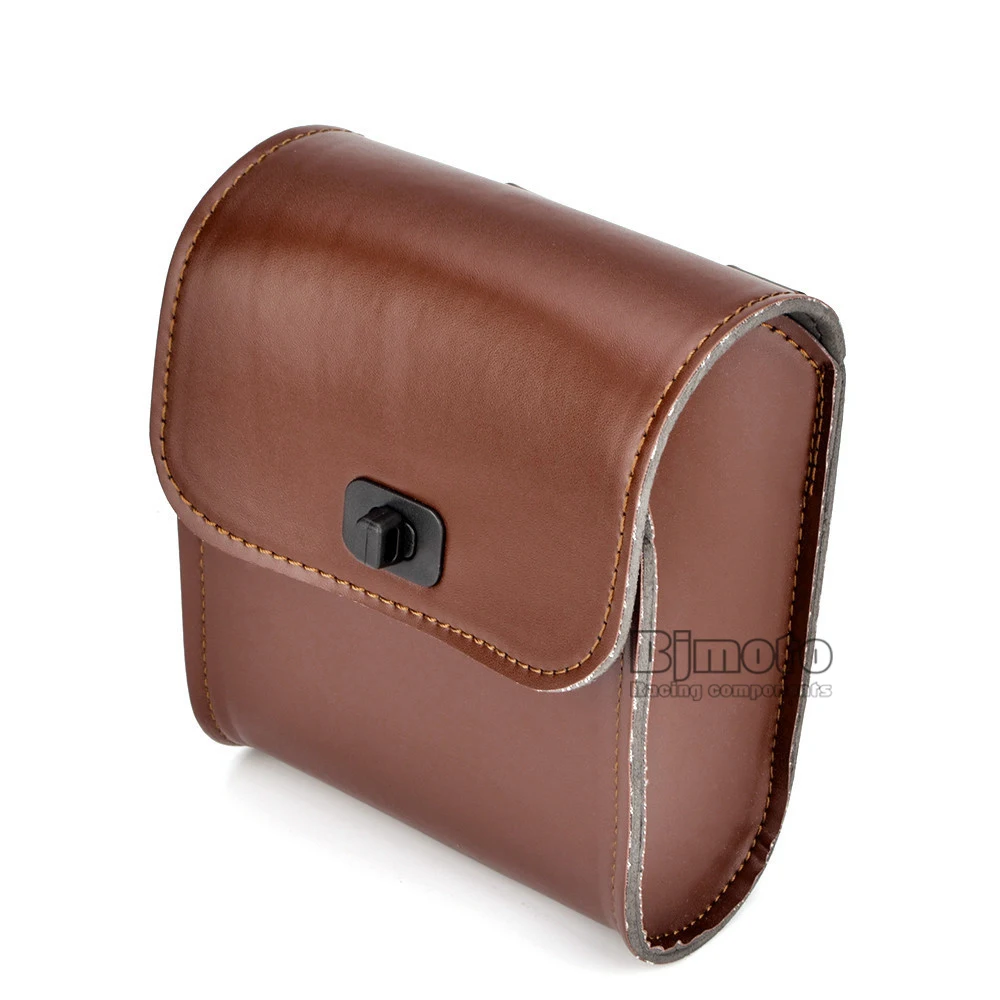 Universal Motorcycle Saddle Luggage Leather Bag Storage For Harley (7)