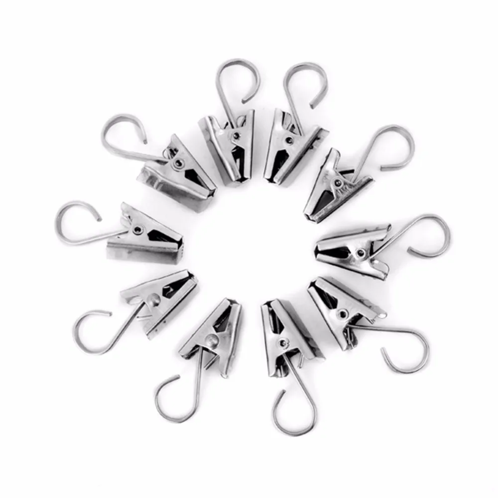 

100Pcs/Set stainless steel Window Shower Curtain Hook Clips Sturdy And Durable Drapery Clips Curtain Rings Clamps Hook clip