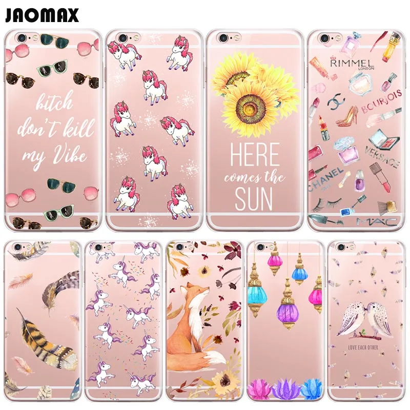 Jaomax милый модный косметический цветочный чехол с единорогом для iPhone Xs Max 6S Plus 5 7 8 X