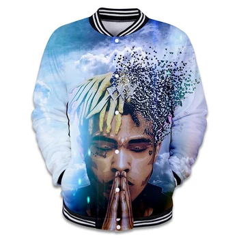 

2018 Rapper XXXTentacion3D Print Baseball Jacket Hip Hop Neutral Collage Style Long Sleeve Unisex Baseball Jacket