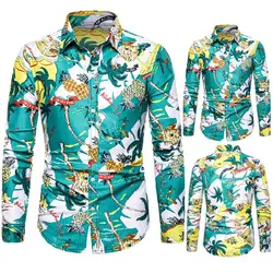 Летняя мужская гавайская рубашка с коротким рукавом Гавайский стиль рубашка Повседневная пляжная гавайская рубашка тонкая мужская Блузка