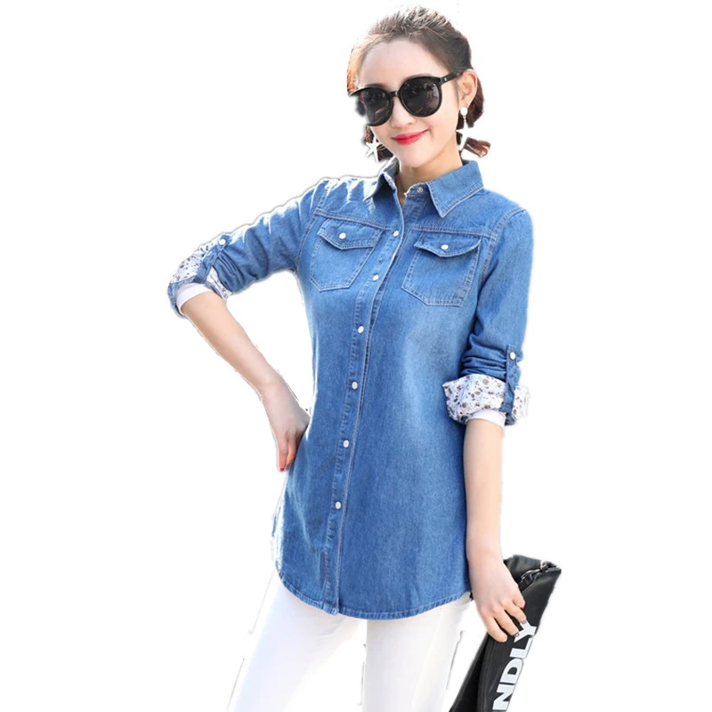women's snap denim shirt