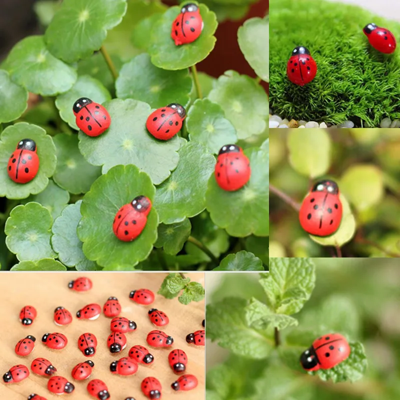 Новинка, Лидер продаж, 10 шт. миниатюрные украшения из смолы Coccinella Septempunctata, поделки своими руками, маленькие садовые украшения