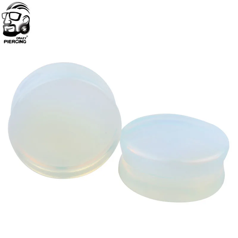 

2 Pcs Opalite Opal Ear Tunnel Natural Stone Plugs and Gauges Flesh Piercing Ear Reamer Expander Lead Free Nickle Free 5-25mm