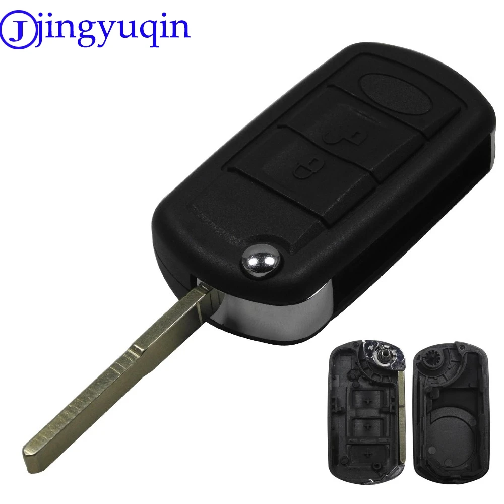 

jingyuqin 3 Buttons Remote Flip Car Key Case Fob Styling Shell Cover For Land Rover Range Rover Sport LR3 Discovery