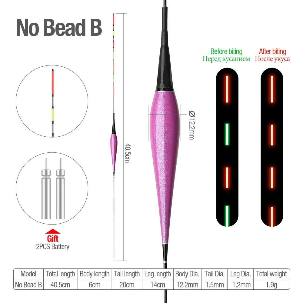 DONQL умная Светодиодная лампа для рыбалки Поплавковый датчик гравитации кусается автоматически напоминает светящийся поплавок Электрический поплавок с батареями - Цвет: No Bead B