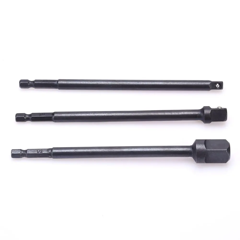 

3 PCS/Set Hexagonal Shank Square Head Socket Extension Bar Connecting Rod Sleeve Set Hex 1/4in 3/8in 1/2in Driver