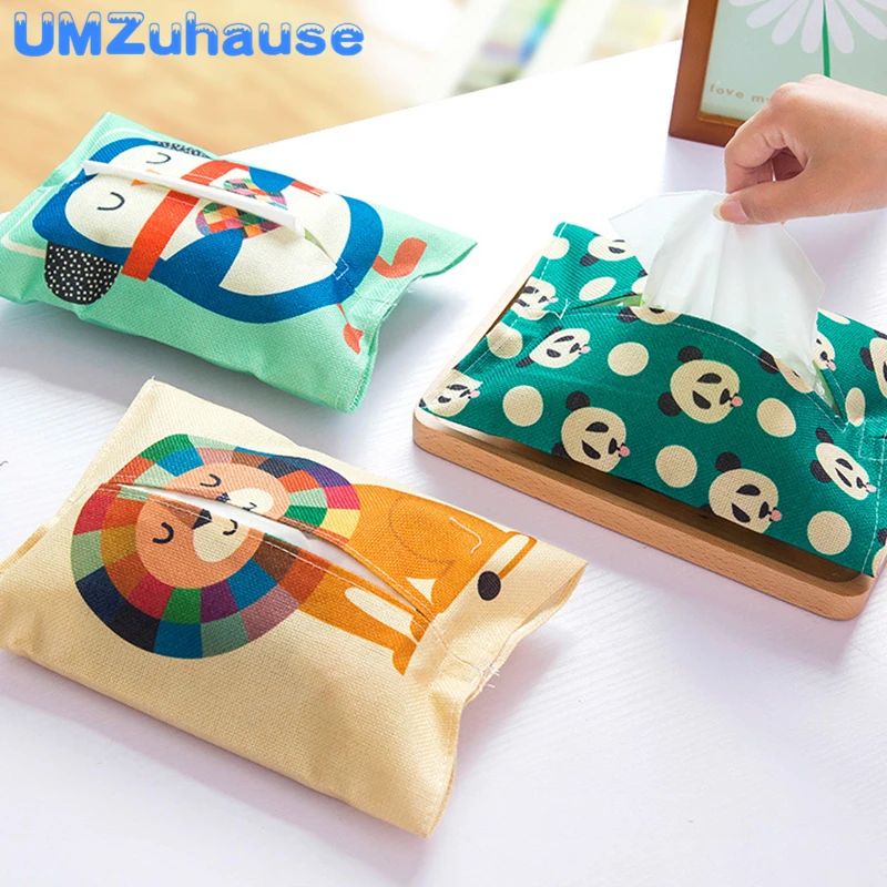 

Cloth Tissue Storage Boxes Cute Animal Cartoon Bear Rabbit Panda Lion Bags Home Organization Paper Cover Room Bathroom Organizer