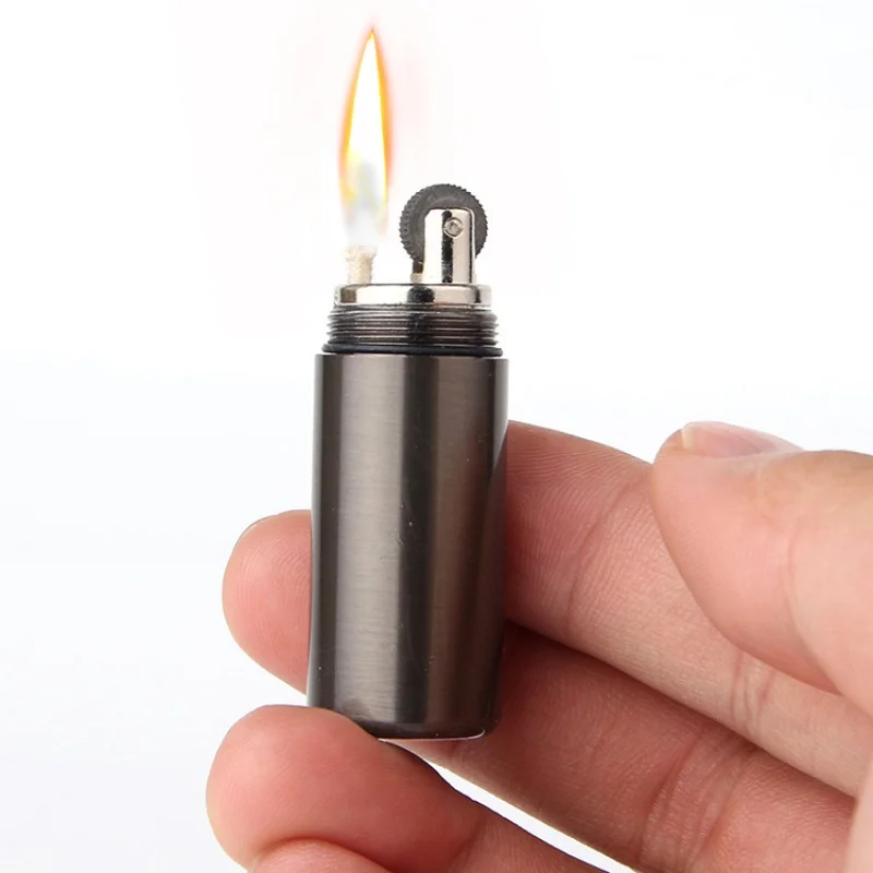 

Portable Cute Mini Kerosene Lighter Small Gift Gasoline Kerosene Lighter Key Chain Frosted Metal Lighter Outdoor Tools