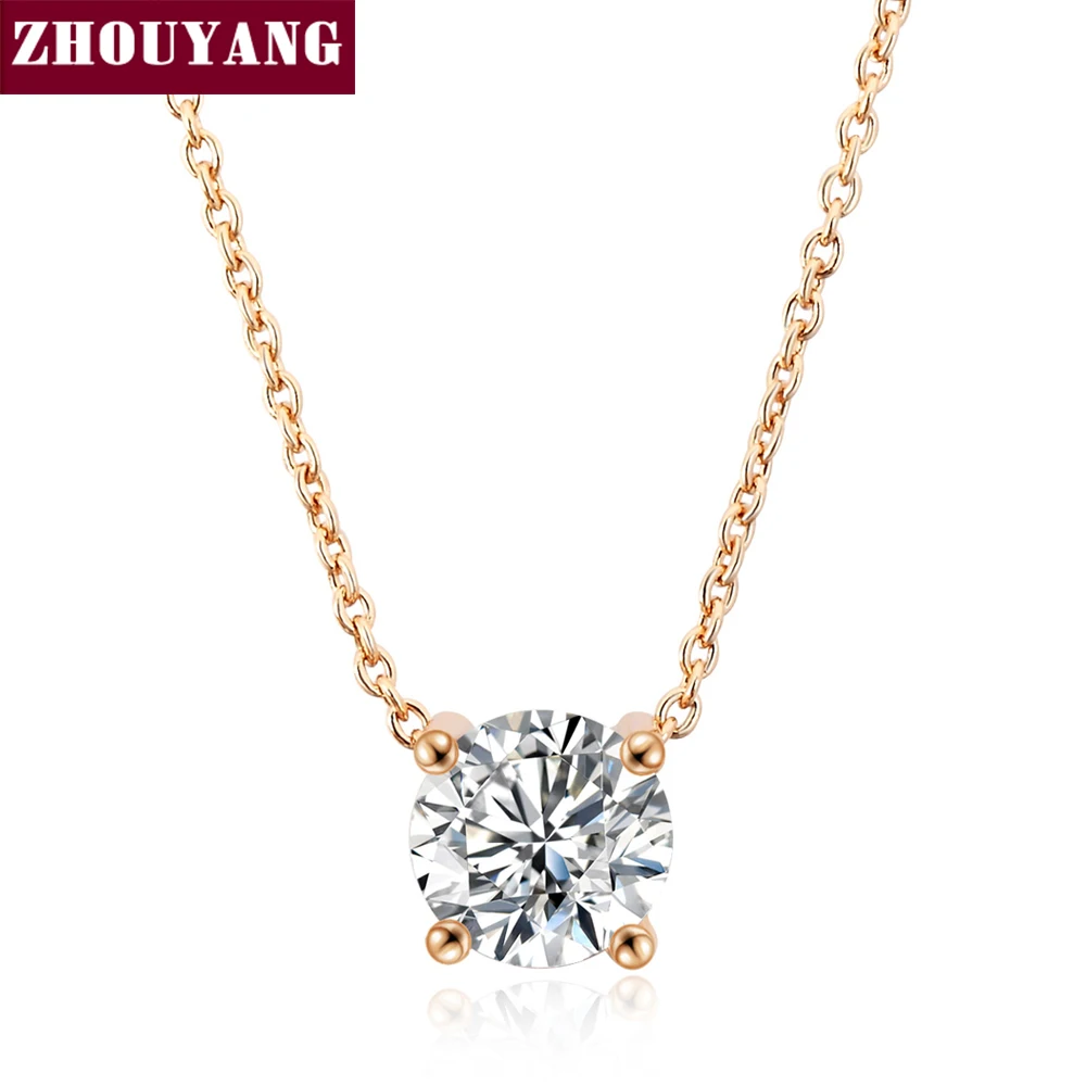 

Top Quality ZYN415 Simple Four Claw Mosaic Crystal Necklace Rose Gold Color Fashion Jewelry Pendant Crystal ZYN433