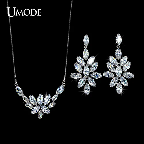 

UMODE Trendy Wedding Jewelry Sets Including Marquise Cut CZ Drop Earrings & Pendant Necklace For Women Bijoux AUS0018
