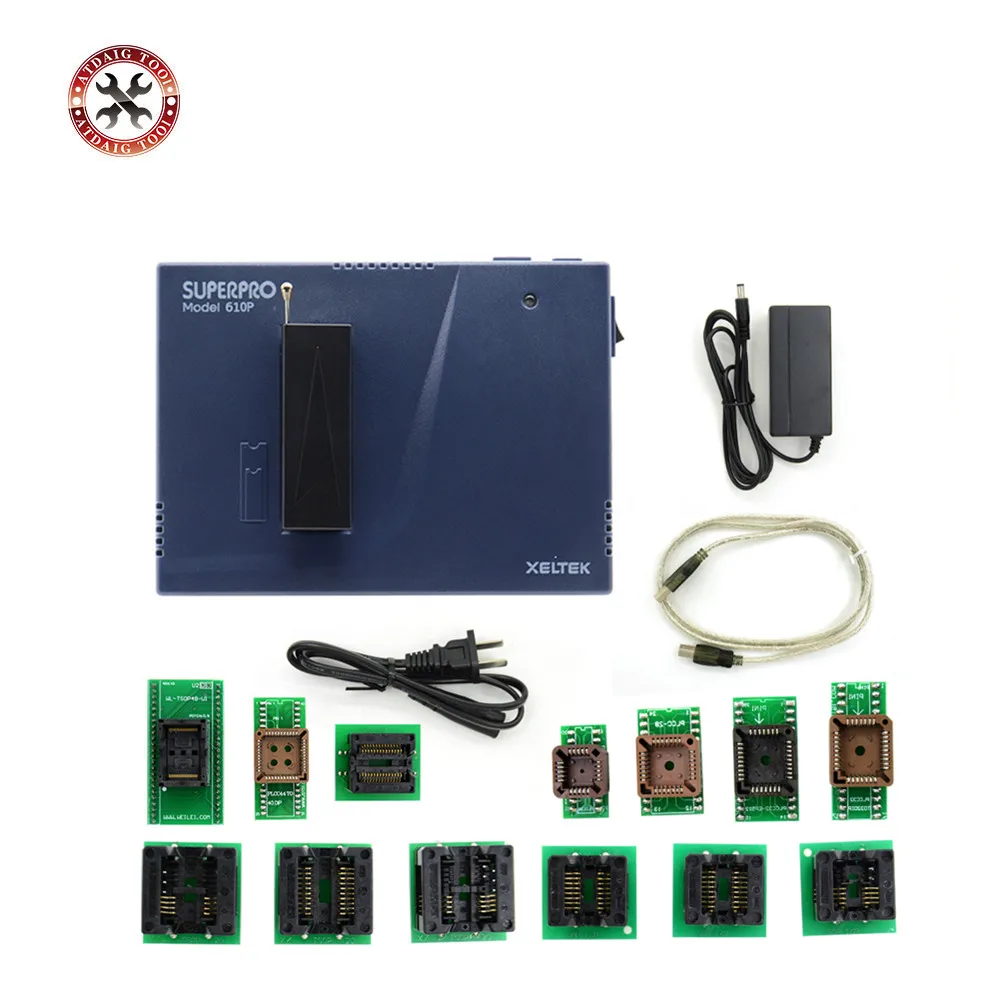 

2018 Newest Xeltek Original Superpro 610P High speed Device USB Universal IC Chip Programmer + 13pcs Burn Block