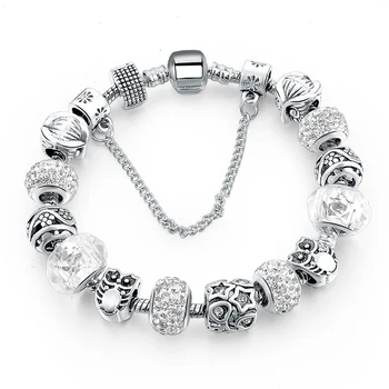 

Silver Plated Handmade Charm Bracelets For Women Owl Star Charm Bracelets & Bangles Girl Pulseras SBR160084