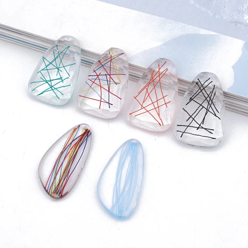 

4pcs Minimalist Cross Line Resin Necklace Charms Transparent Findings Diy Handmade Drop Earring Keychain Jewelry Accessory