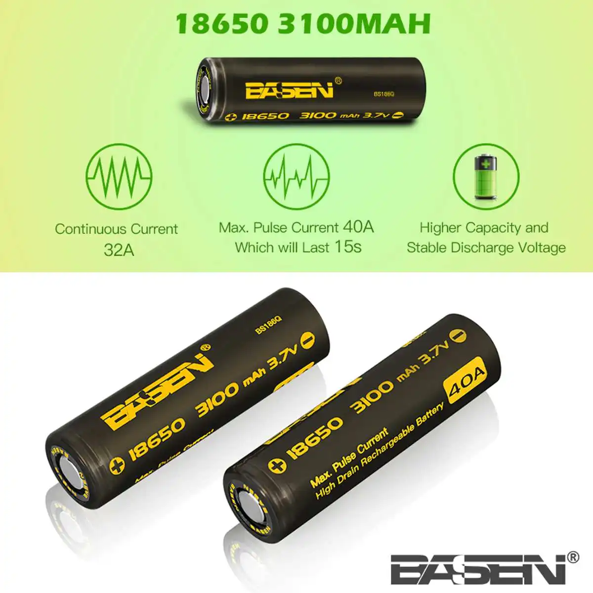 2X18650 Basen батареи литий-ионный аккумулятор cvell 3,7 V 3100 mAh/40A/50A 3200 mAh/40A 3500 mAh/30A большая емкость 18 мм* 65 мм