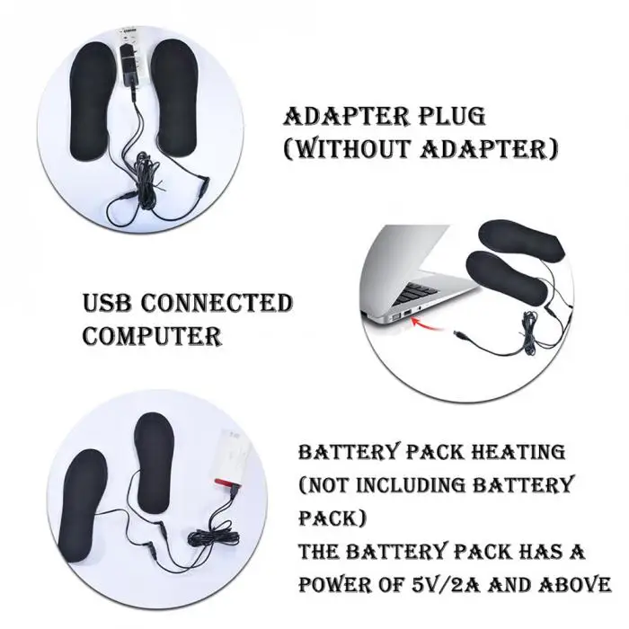 Hot 1 Pair USB Charging Heating Insole Rechargeable Foot Warmer Shoes Pad for Winter MCK99