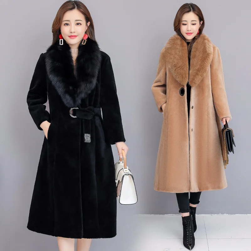 

Real Fur Coat Korean Elegant Sheep Shearling Fox Fur Collar Wool Jacket Autumn Winter Coat Women Clothes 2019 Abrigo Mujer 1805