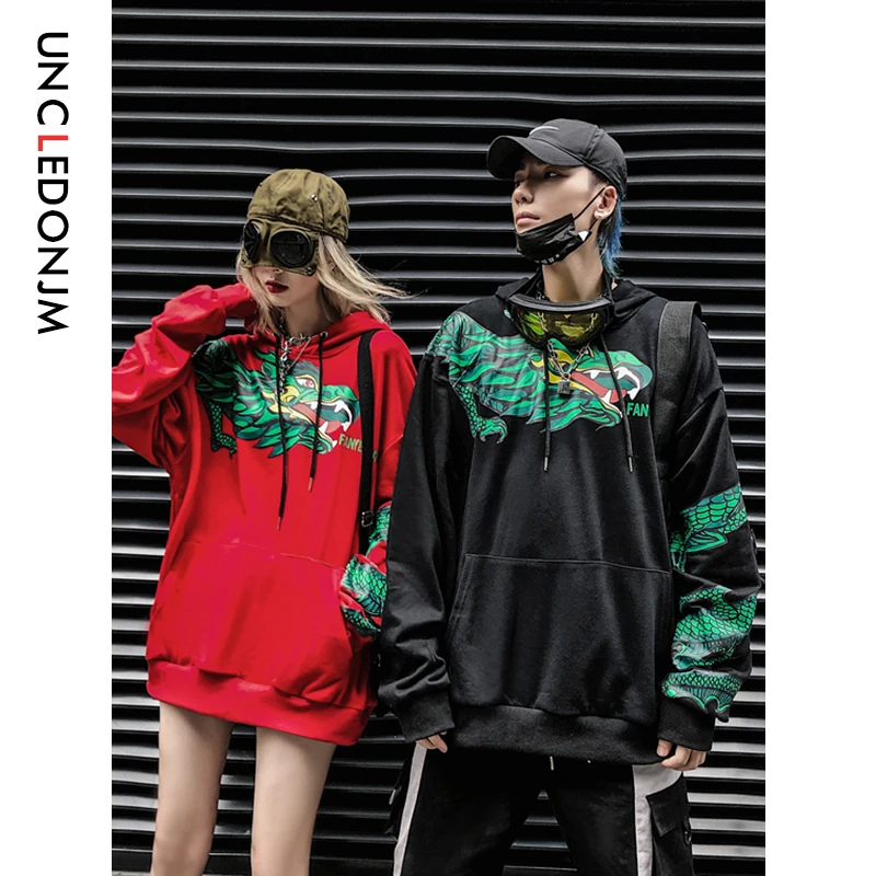 

UNCLEDONJM Dragon Print Pullover Hoodies Men/Women Casual Hooded Streetwear Sweatshirts Hip Hop Harajuku Male Tops Clothes 530W