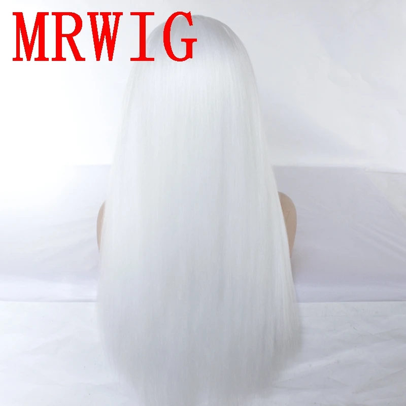 MRWIG 60cm150% плотность белых волос цвет яки прямые синтетические передние кружева средняя часть волос изображение для женщин