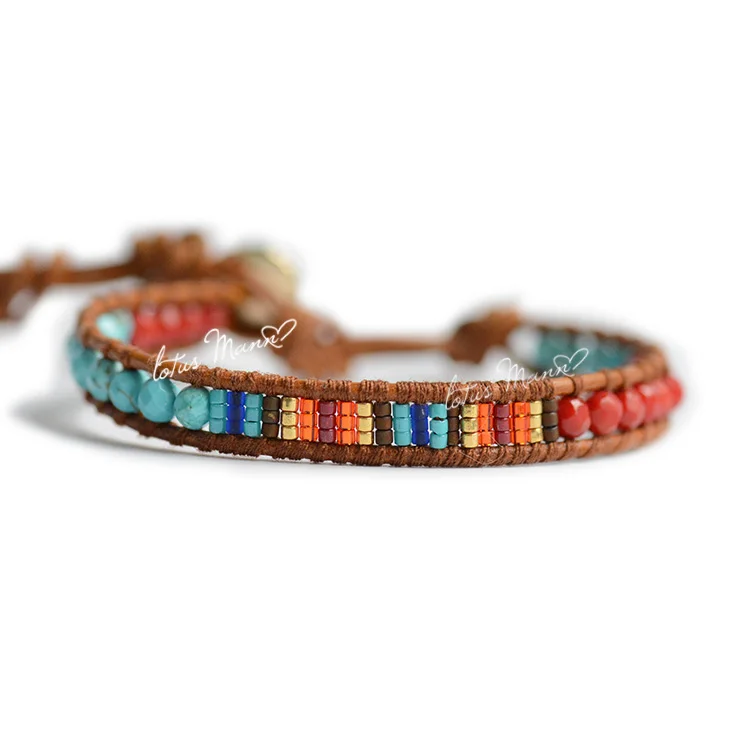 

Lotusmann Dyeing coral stone and color matching m lap bracelet New Year gift