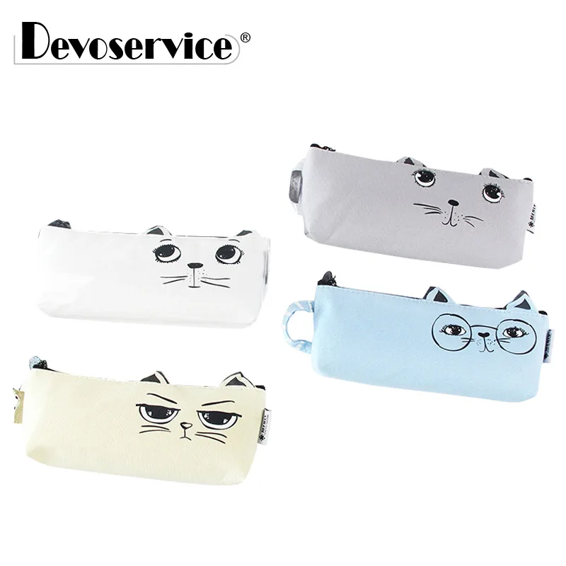 

1Pc Creative Cute Cat Canvas Pencil Case Gift Fabric Pen Bag Pencil Holder Storage Case Kawaii Stationery Office School Supplies