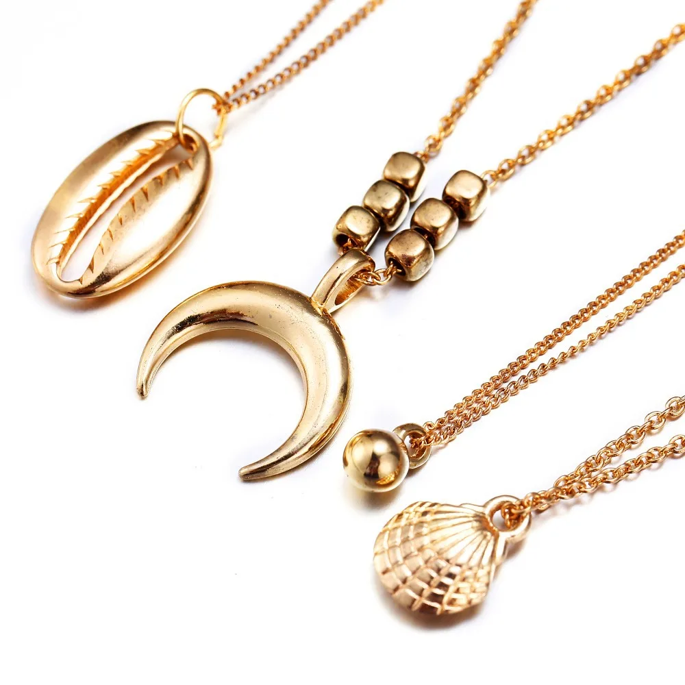 Bohemian Conch Necklace Long Scallop Multilayer Pendant Necklace Sweater Chain Jewelry Bohemian Conch Necklace Long Scallop Multilayer Pendant Necklace Sweater Chain Jewelry