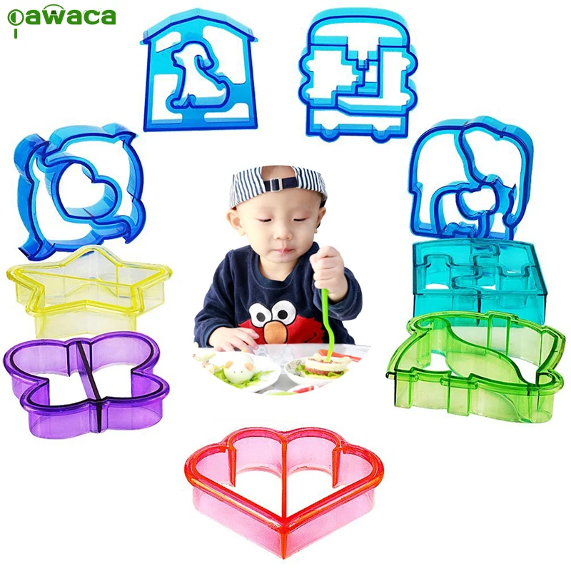 Comprar 9 piezas Juego de moldes de cortador sándwich de plástico Animal estrella flor corazón formas pastel pan tostada galleta molde para chico herramienta para hornear