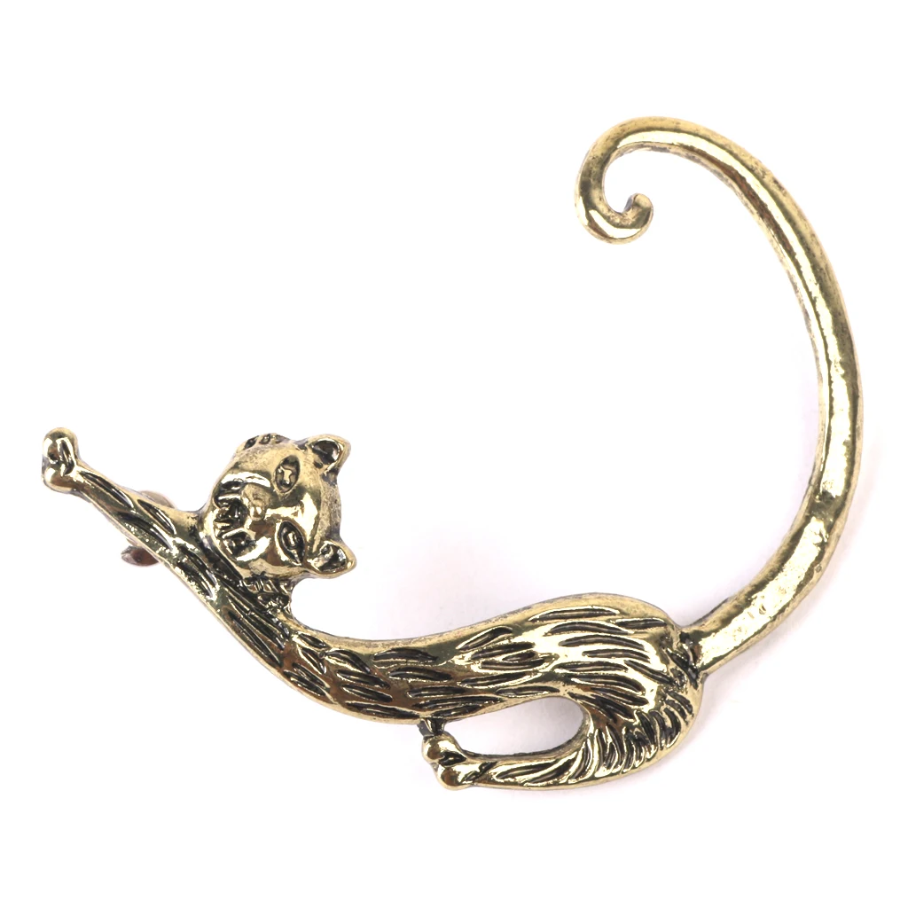 Phenovo 1pc Fashion Design Punk Gothic Alloy Long Tail Cat Earring Single Charm Ear Stud for Men Women Earrings Jewelry Party