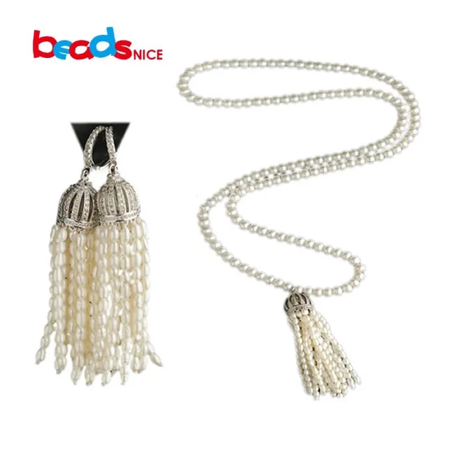 

Beadsnice freshwater long pearl statement necklace clip earrings jewelry sets wholesale 925 silver women necklace gift ID29794