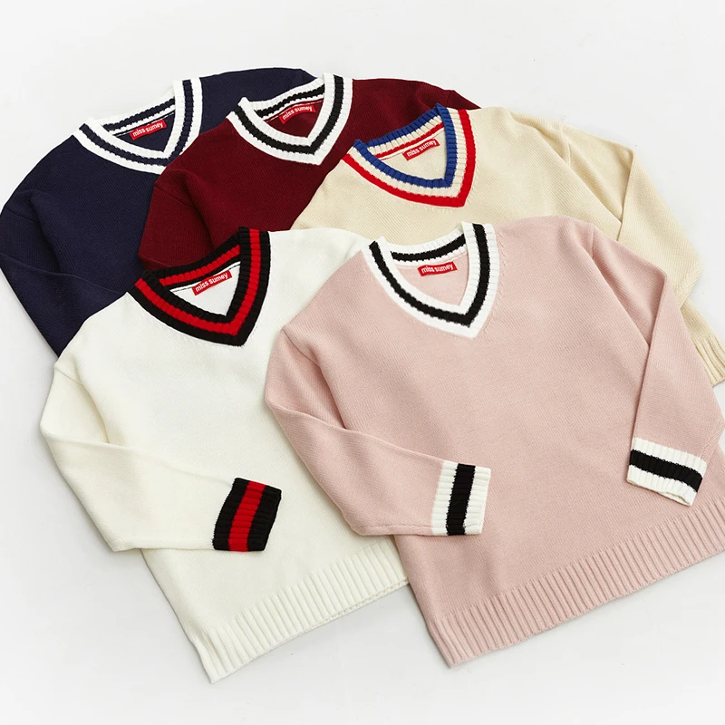 

Women Harajuku sweater Kawaii Loose Wild Basic Models V Neck Sweater Female Casual Thick Jumper Retro Pullover for Women