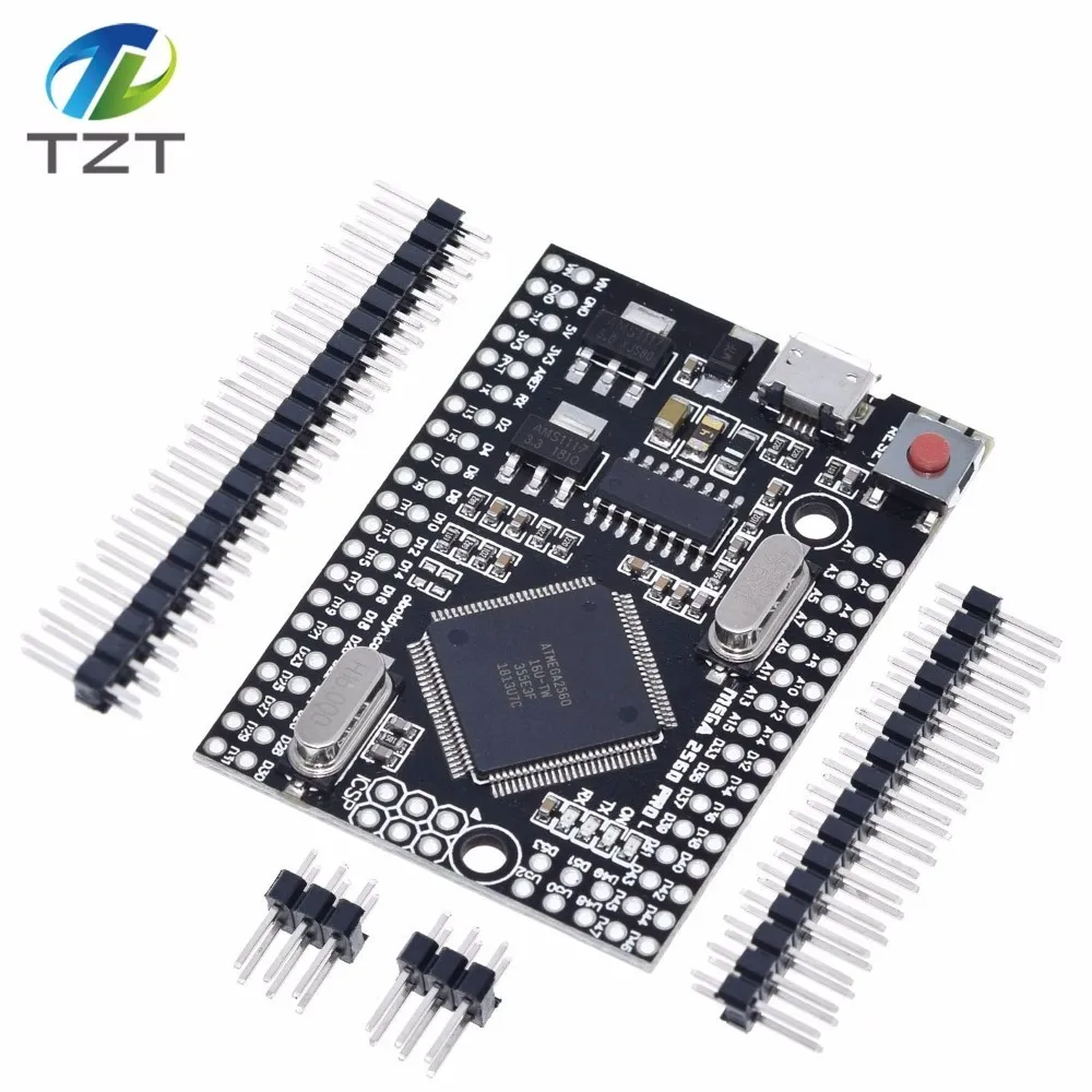 TZT Mega 2560 PRO MINI 5V(встраивание) CH340G ATmega2560-16AU с наконечниками, совместимыми с arduino Mega 2560