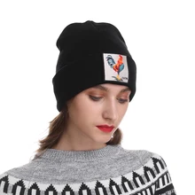 Женская Мужская зимняя шапка, черная вязаная шапка бини, женская шапка в стиле хип-хоп с вышивкой в виде животного, белая красная Балаклава, шапки Skullies