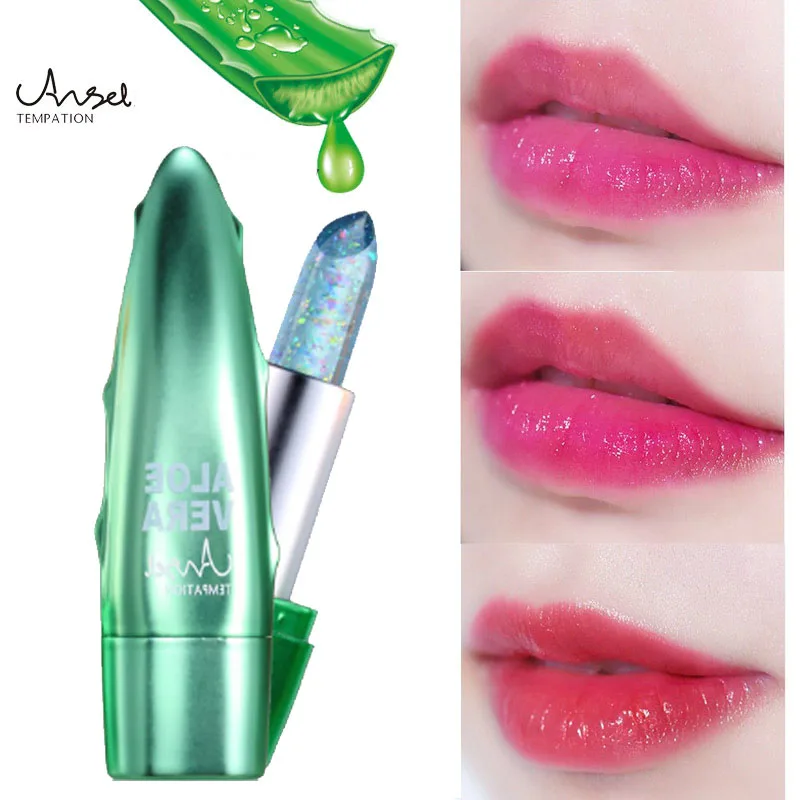 Angel Aloe Vera lipstick with diamond glitter cream moisturizing long lasting temperature change color jelly lipstick HF089 Angel Aloe Vera lipstick with diamond glitter cream moisturizing long lasting temperature change color jelly lipstick HF089