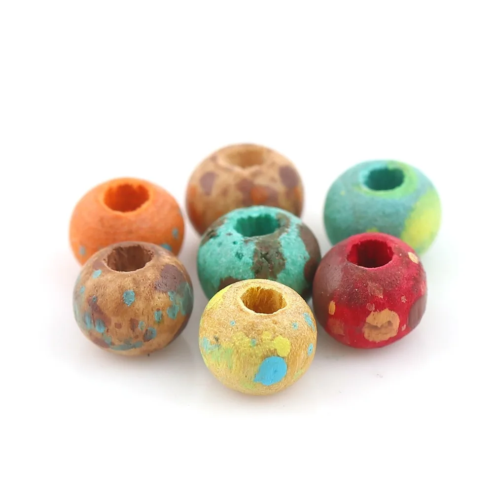 

DoreenBeads Fashion Wood Spacer Beads Round Colorful Beige Spot DIY Charms About 5mm( 2/8") Dia, Hole: Approx 1.5mm, 100 PCs