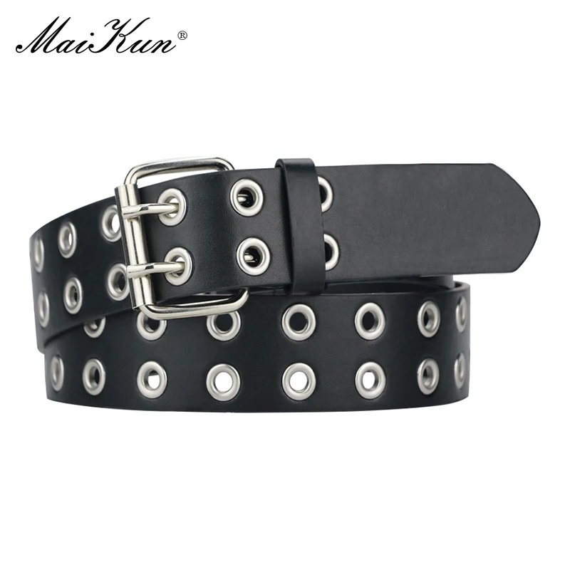 Cinturón Con Remaches De Ojo De Estrella Para Hombre Y Mujer, Hebilla De Doble Pin, Estilo