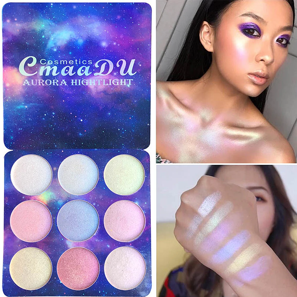 

9Color/Set Highlighter Palette Starry Sky Series Powder Brighten Iluminador Maquiagem Shimmer Glow Kit Professional Makeup TSLM2