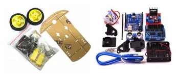 

DIY kit Motor Smart Robot Car Chassis Kit Speed Encoder Battery Box 2WD Ultrasonic module