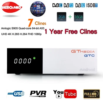 

Freesat GTC Satellite Receiver decoder DVB-S2 DVB-C DVB-T2 ISDB-T Amlogic S905D android 6.0 TV BOX 2GB 16GB BT4.0+ 1 year Clines