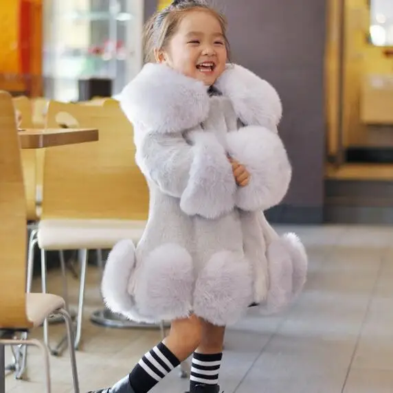 Casaco infantil/детское зимнее пальто из искусственного меха норки для девочек пальто с мехом лисы плотное теплое пальто для девочек DF78